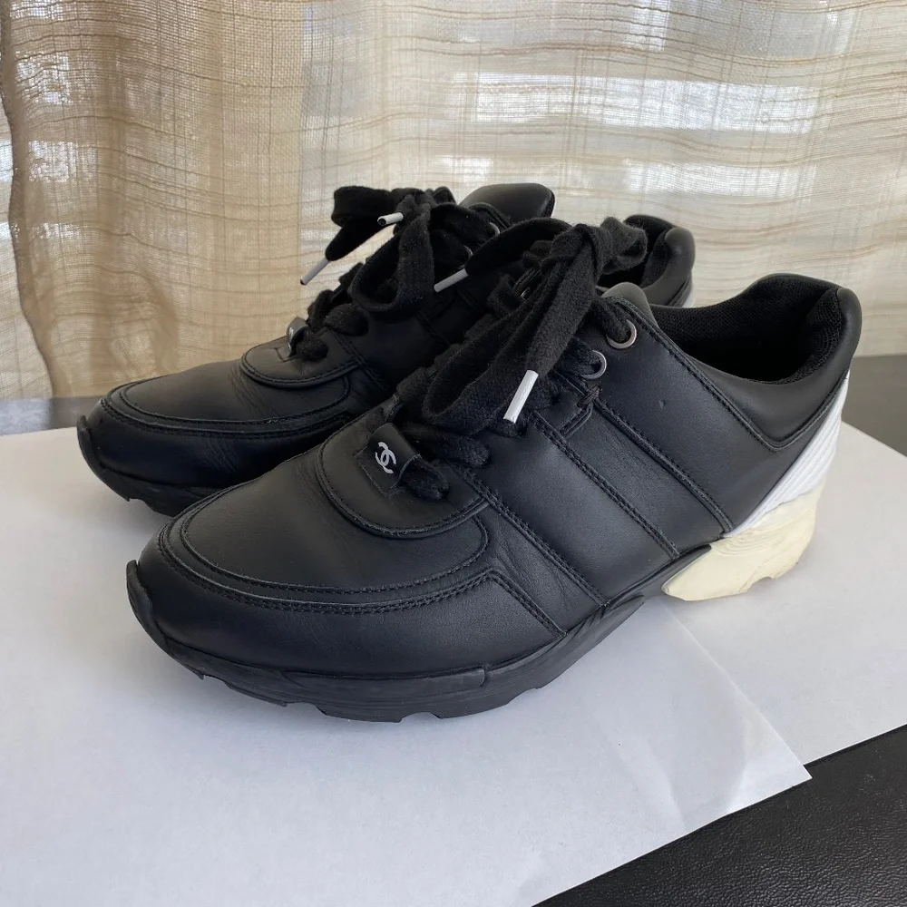 Chanel white black rubber shoes fashion sneakers 36-6 Italy - Picture 8 of 10